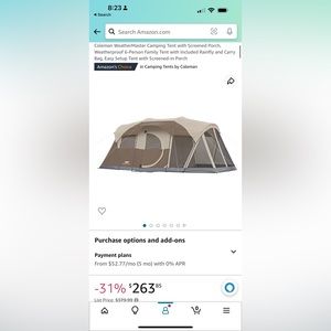 Coleman 6 person camping tent